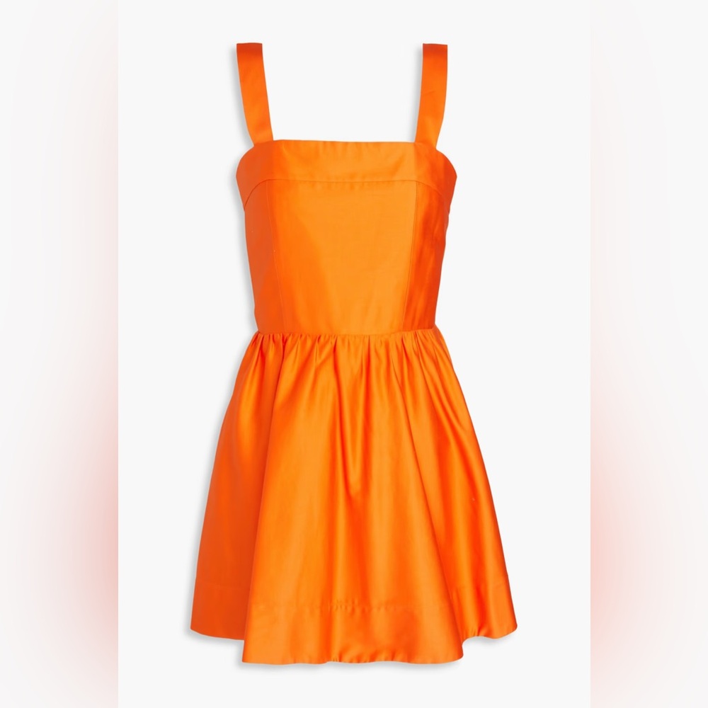 NWOT Alice + Olivia Saige Tie Back Mini Dress Size 12 Monarch Orange Cotton - Picture 14 of 16